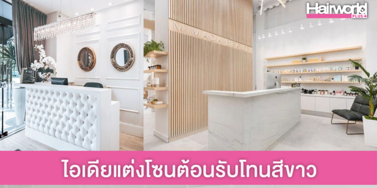 10 ไอเดีย แต่งโซนต้อนรับลูกค้าร้านซาลอน โทนสีขาว คลีนๆ